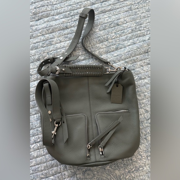 ALL SAINTS Lea Fetch Small Leather Convertible Backpack In Mink Grey NWT - Picture 7 of 8